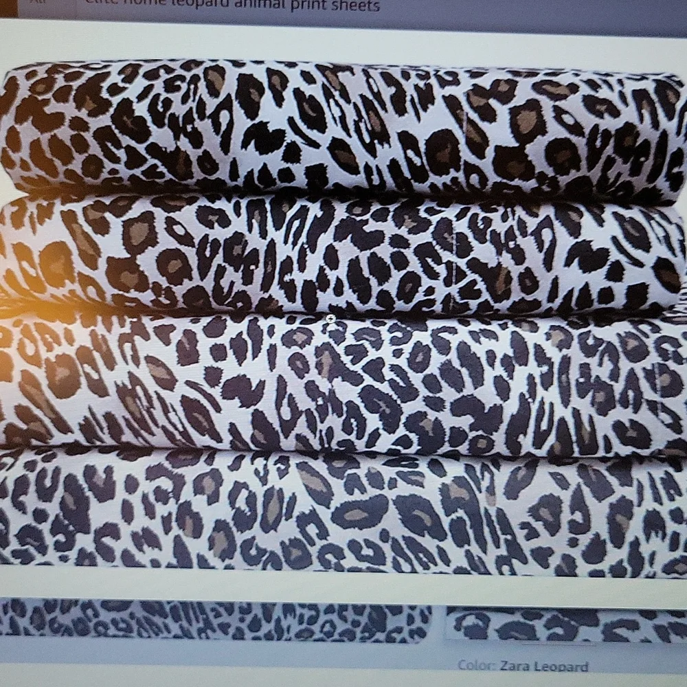 ELITE HOME Microfiber 90 GSM black tan leopard animal print twin sheet set New…